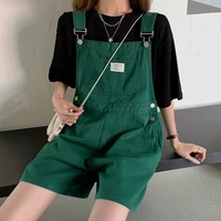 SML Summer korean preppy style Jumpsuit Denim Overalls Casual Girls Green Straight Jeans Shorts womens (78687) - Image 4