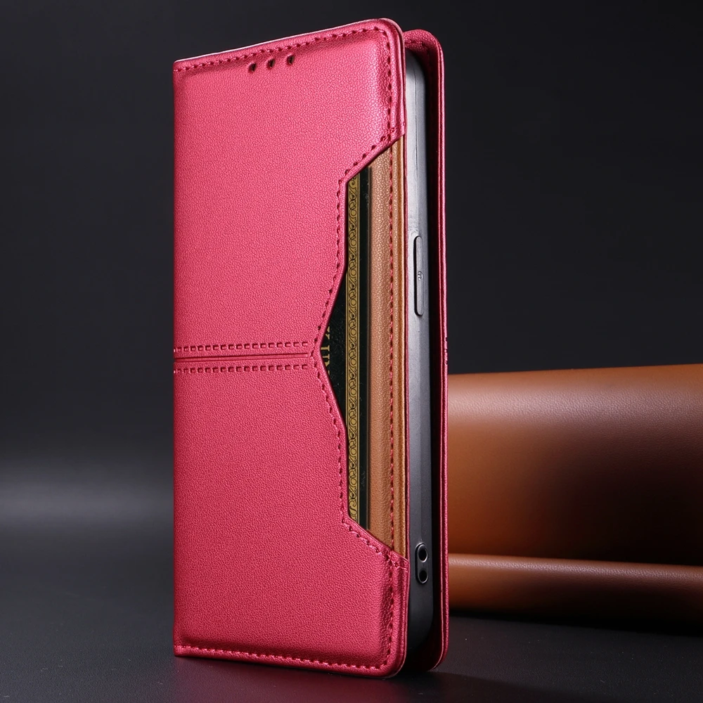 Premium Magnetic Leather Wallet Case with Magnetic Closure