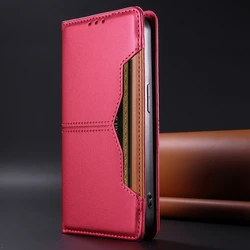 Premium Magnetic Closure Leather Wallet Case - Elegant Protective Cover with Card Holder Slots - Galaxy A27 (RD)