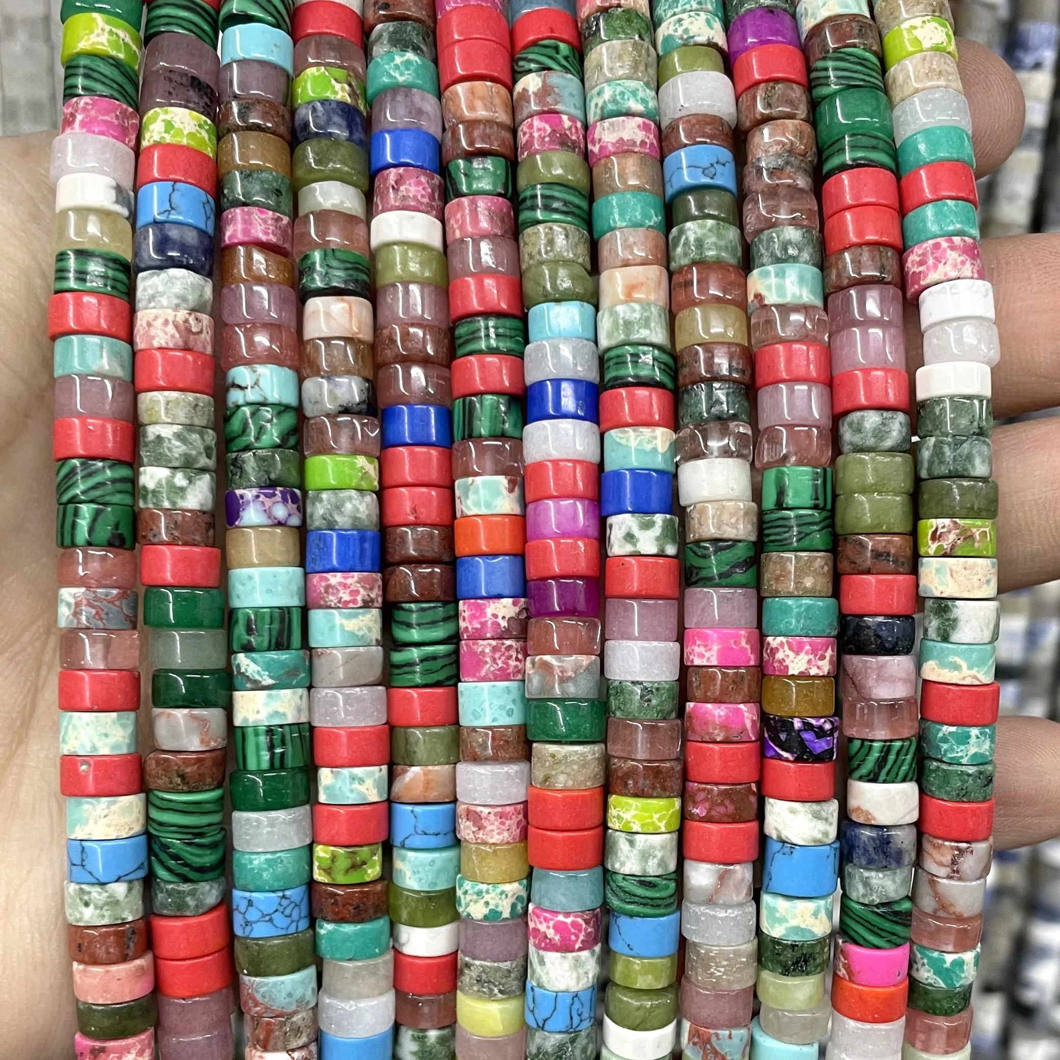 Natürliche Stein Achate Quarz Türkis Edelstein Runde Unregelmäßige Facettierte Rondelle Lose Spacer Perlen Für Schmuck Machen Diy Armbänder – Detail 5