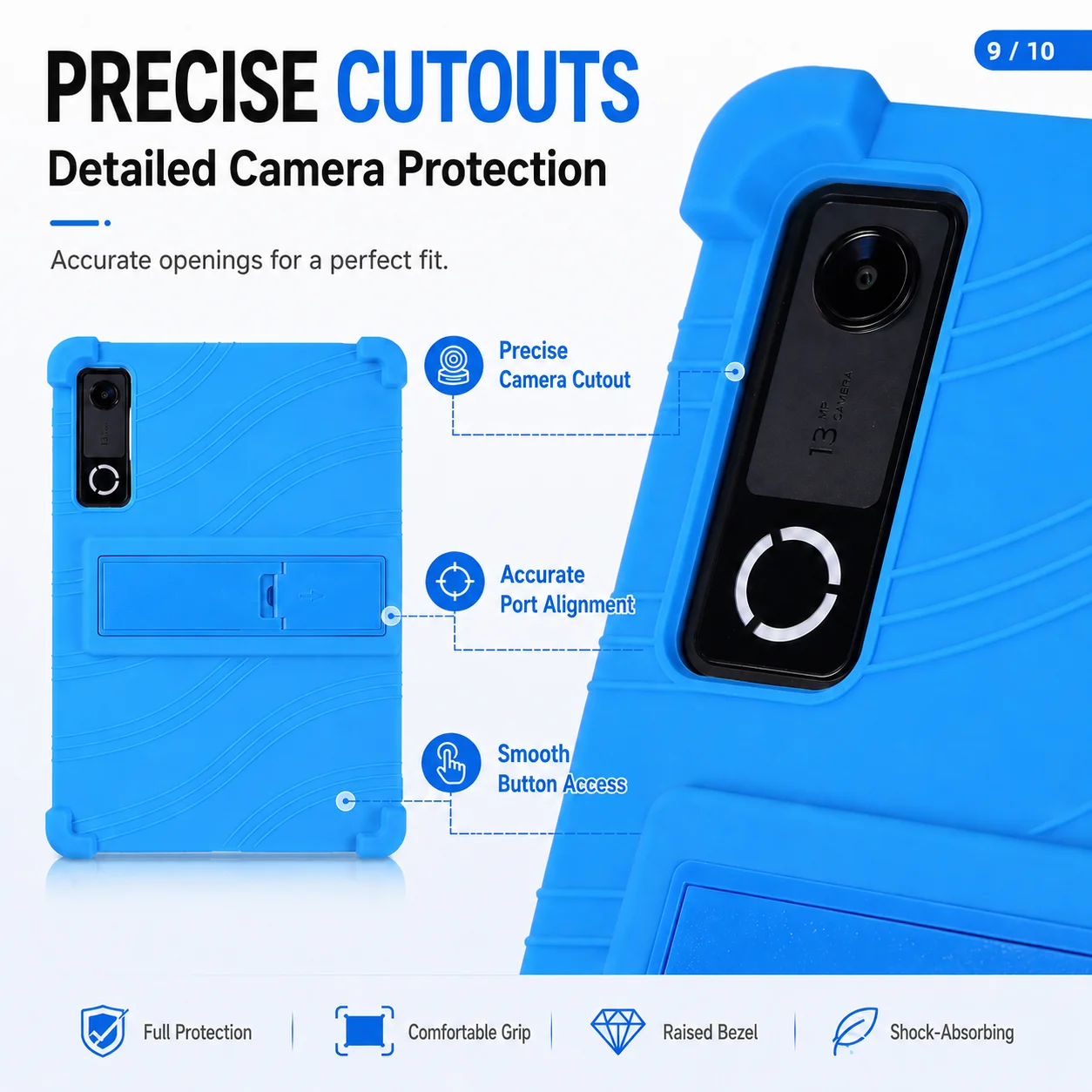 Shockproof Soft Silicone Tablet Case with Built-in Kickstand