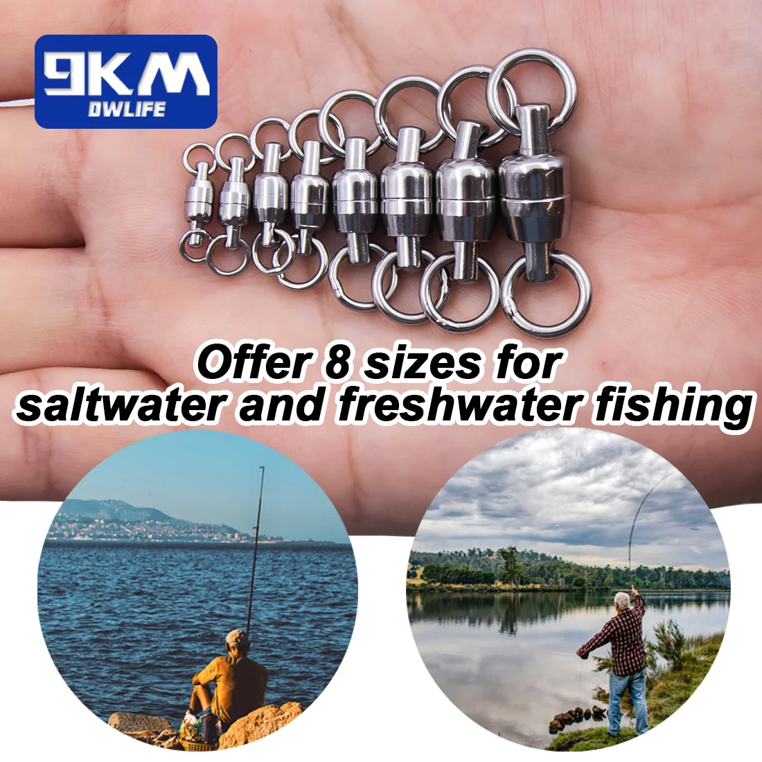 Ball Bearing Swivel 10~30Pcs Stainless Steel Solid Rings Fishing