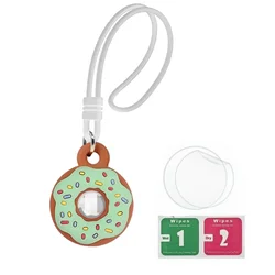Donut - Shaped Protective AirTag Holder with Rugged Strap - Versatile Keychain for Pets, Luggage, Keys, and Backpacks (Green)