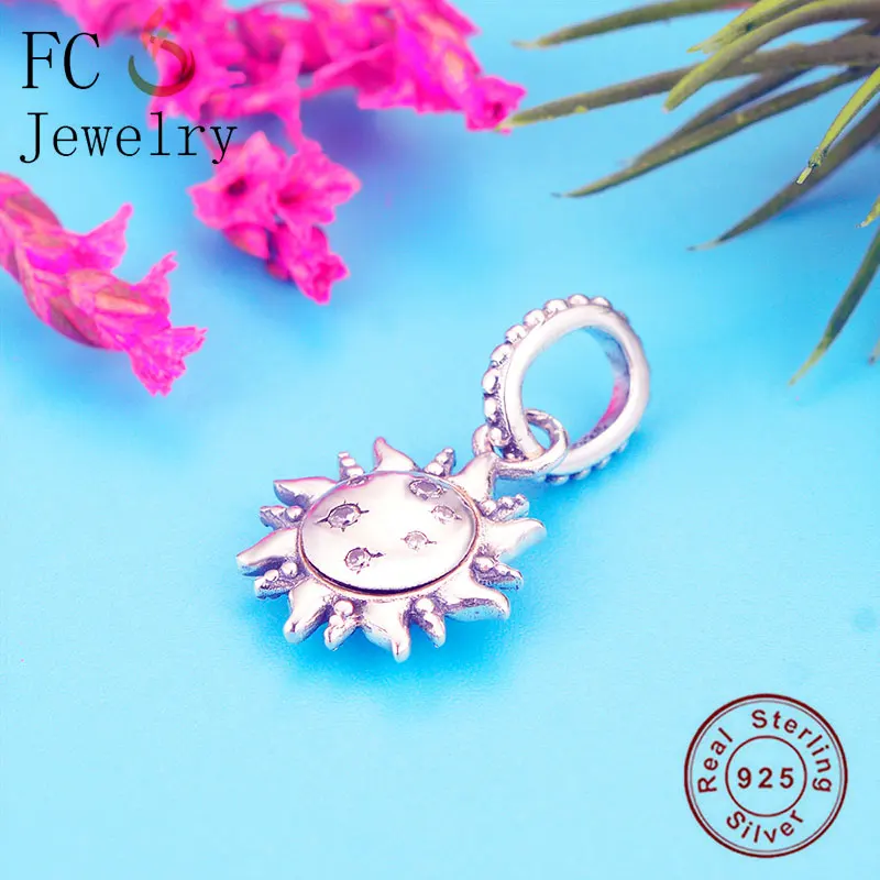 

FC Jewelry Fit Original Pan Charms Bracelet 925 Silver Sunflower Cubic Zirconia Pendant Bead Making Summer Berloque 2020 NEW