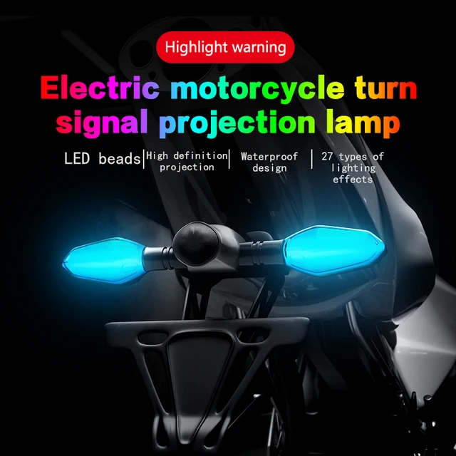 Motorcycle LED Turn Signal Lamp Color Projection Lamp Sequential Flowing Flash Indicator Lights Directional LED with Projector 6