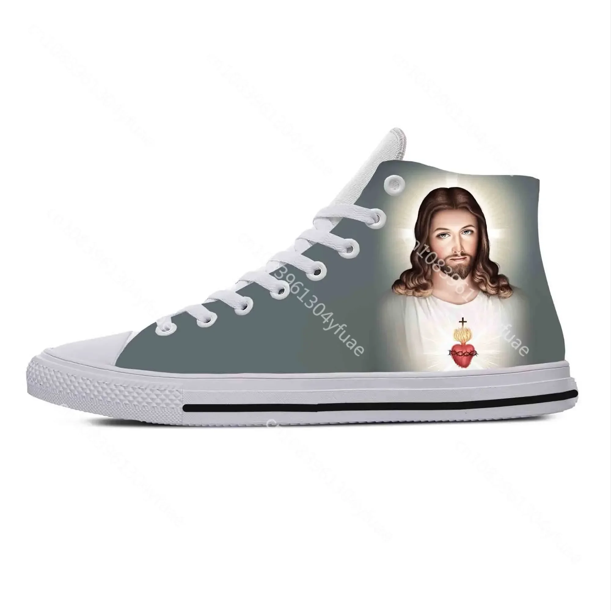 Jesus Christ Christian Cross God Faith Religion Casual Cloth Shoes High Top Comfortable Breathable 3D Print Men Women Sneakers