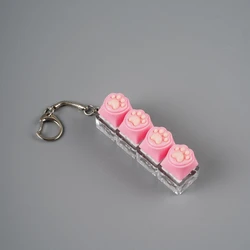 Illuminated Keyboard Keychain: Portable Fidget Toy and Desktop Accessory for Stress Relief and Office Decor (Light Pink)