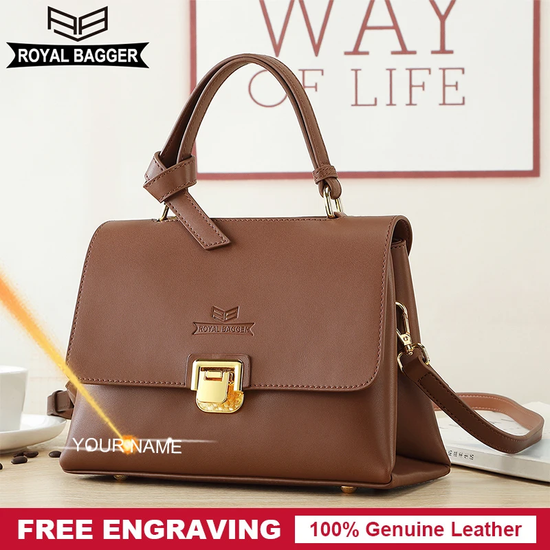 

Royal Bagger Handbags for Women Genuine Cow Leather Classic Fashion Shoulder Bag Female Sling Pocket Bags Lady Handbag Formal