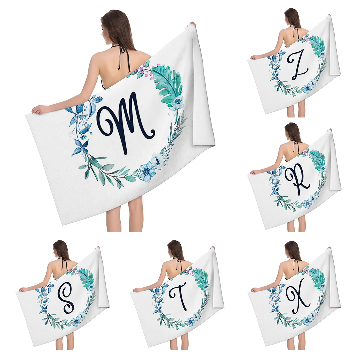 Home bath towels for the body towels bathroom letters and flower quick drying microfiber beach towel man and women large sports