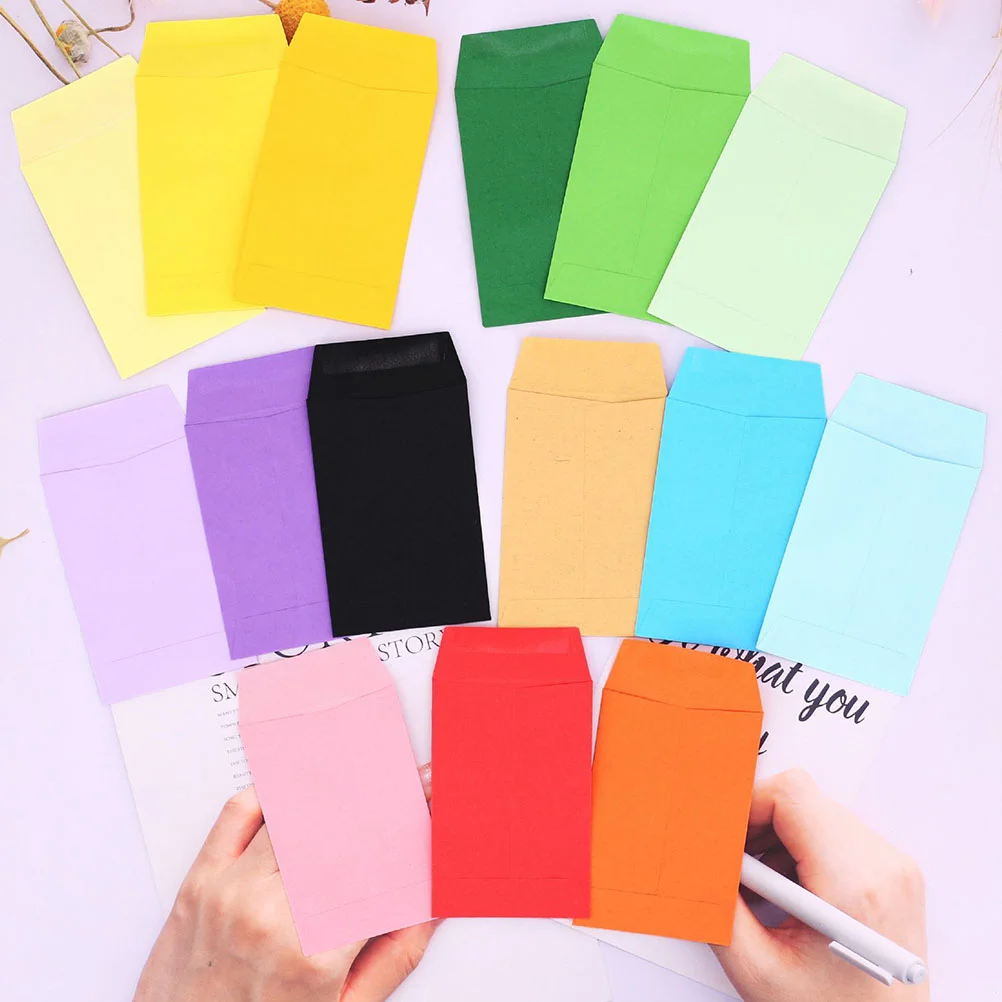 Colorful Envelope Solid Envelopes Small Blank Key Cards Packing Money Cash Saving Coin Storage Photo Letter Bag 50 pcs greeting cards kraft envelope document folder blank envelopes thicken paper files photo bag