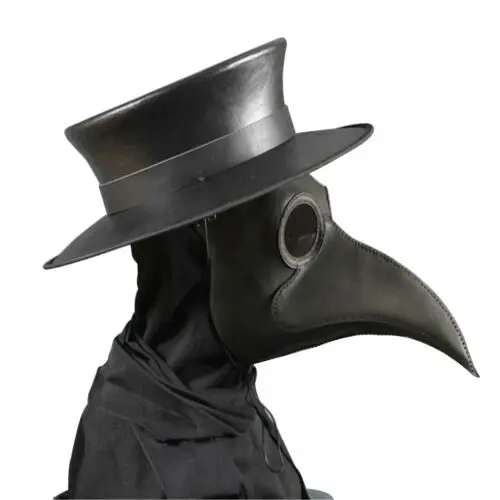 Plague Doctor Mask Leather In Black Beak Mask Plague Doctor Halloween Steampunk PU Birds Cosplay Doctour De Peste
