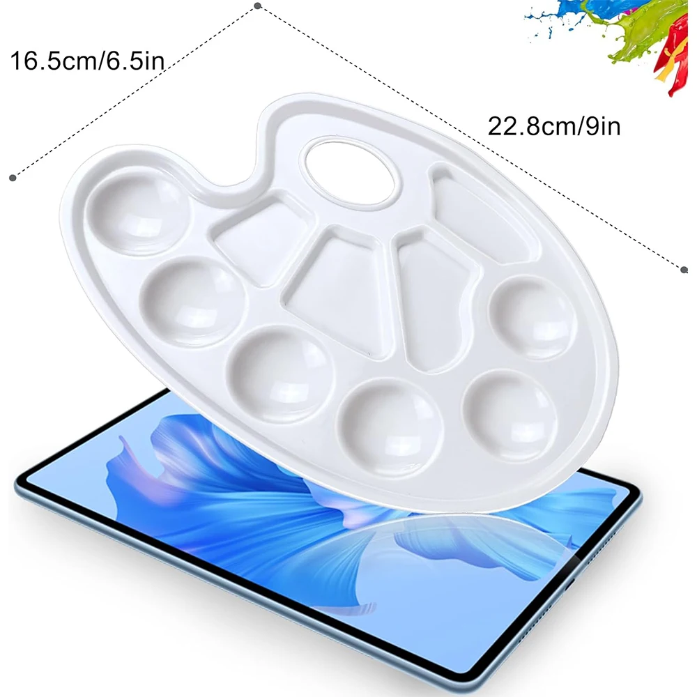 Paint Tray 3/8/10 Pack Oval Paint Tray Palettes Thumb Hole Plastic for DIY Painting