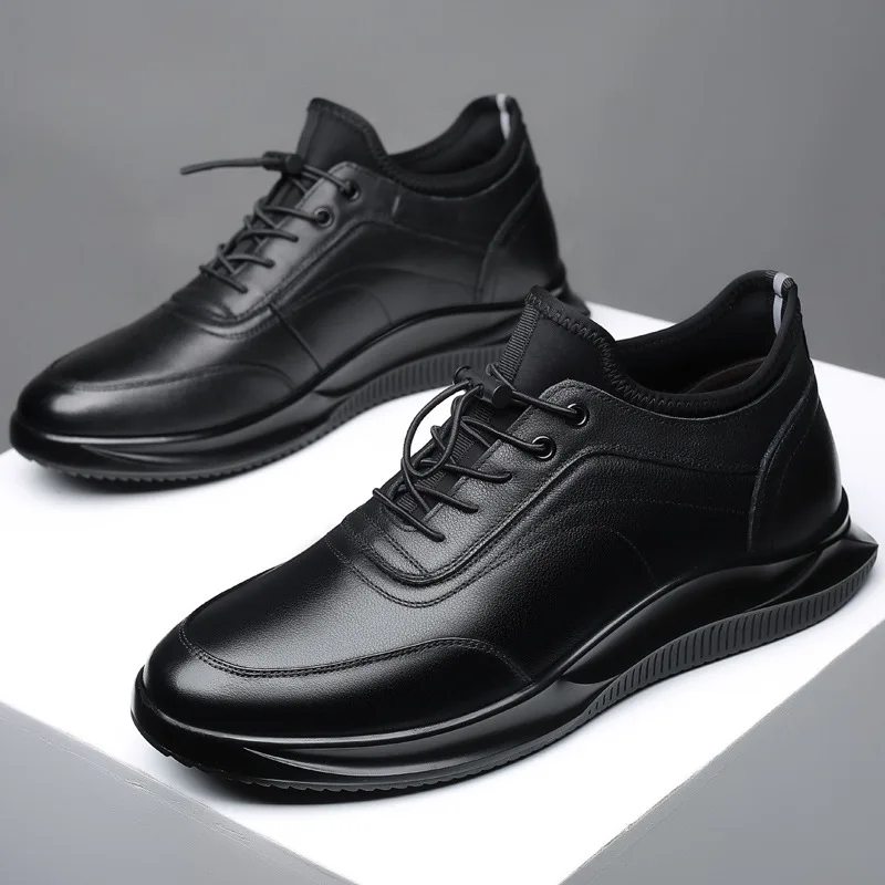 New Men Shoes Casual Sneakers Genuine Leather Shoes Men's Spring Autumn Lightweight Soft Sole Anti slip Daily Life Walking Shoes 5