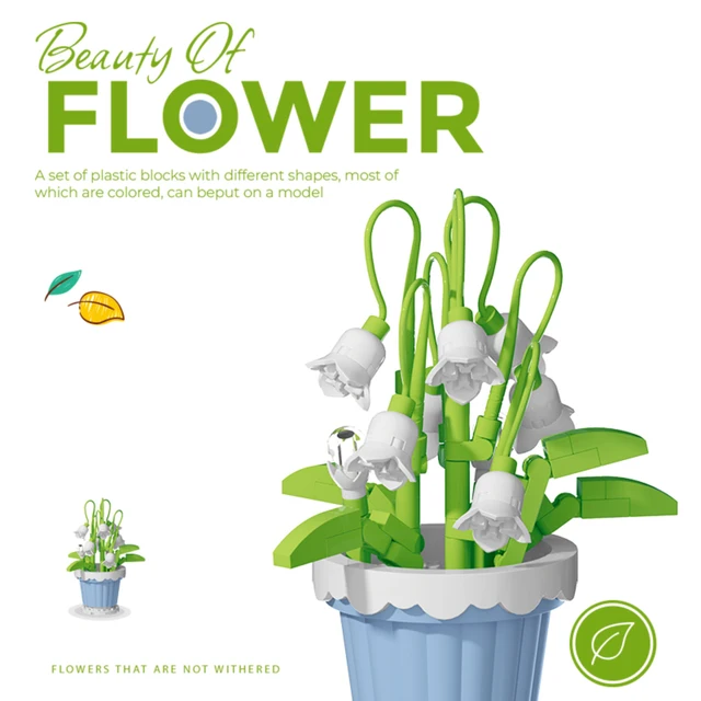 1PC Mini Succulent Flower Pot Building Blocks Simulation Flower Assembling Brick Model Kids Toys Home Decoration Collection Gift 6