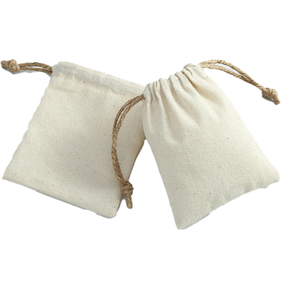 10 stücke Weiß Kordelzug Baumwolle Taschen Musselin Beutel Für Schmuck Verpackung Geschenk Süßigkeiten Hochzeit Party Gefälligkeiten Lagerung Wohnkultur