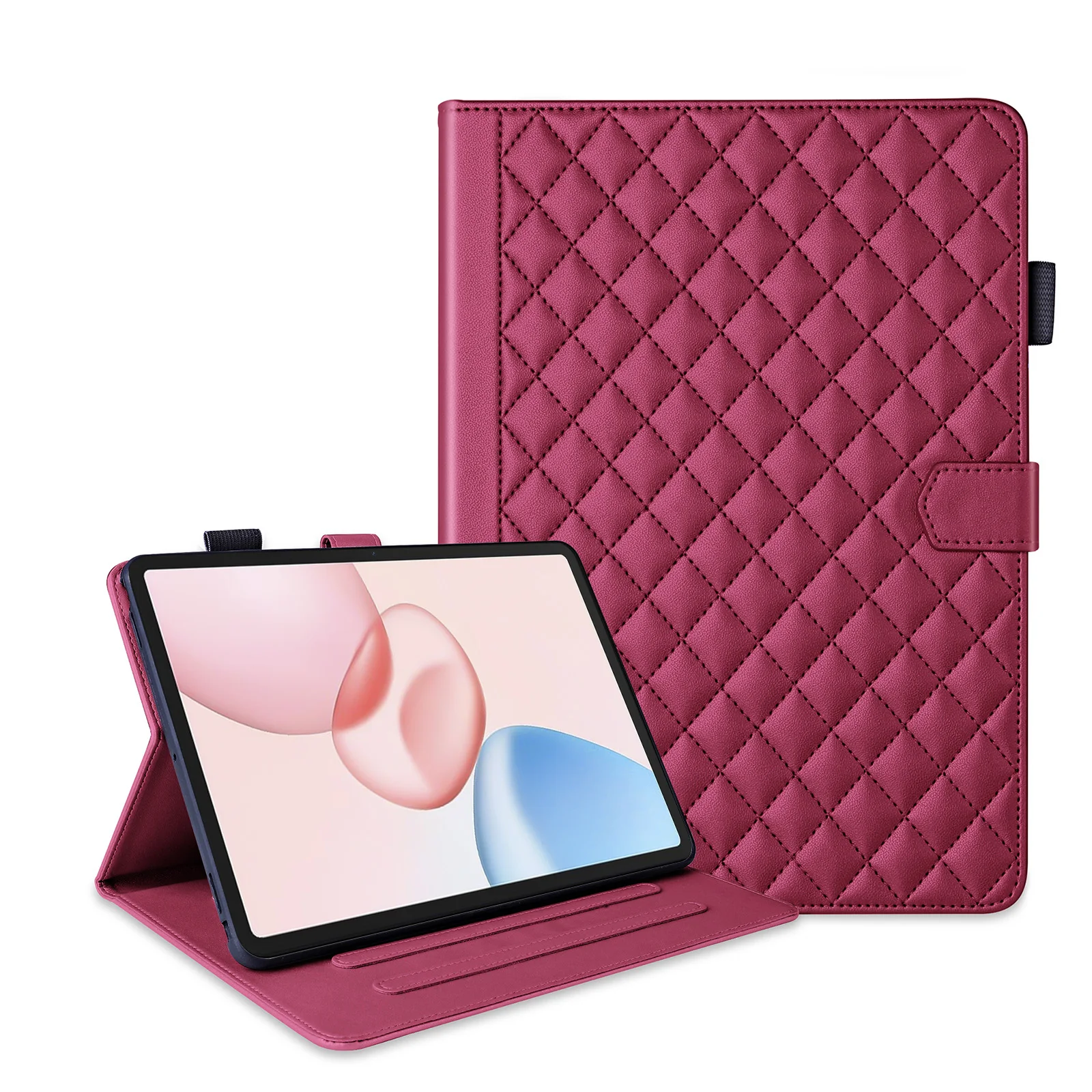 Premium Leather Wallet Stand Case for Tablets - Elegant Book Cover with Adjustable Stand