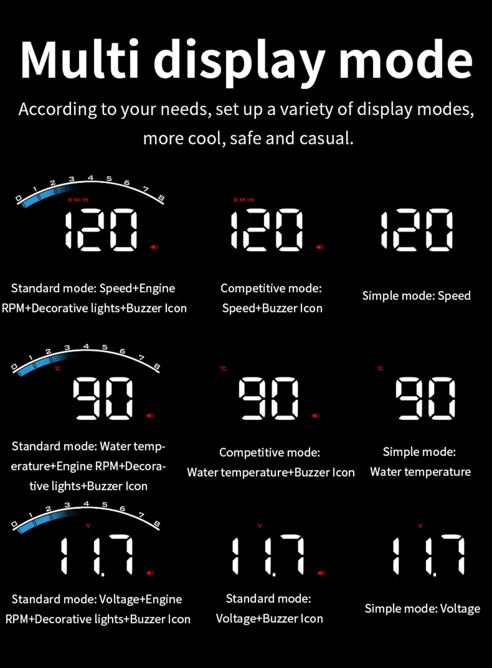 HUD M6S Head up Display Digital Car Speedometer GPS Projector Windshield On-boar