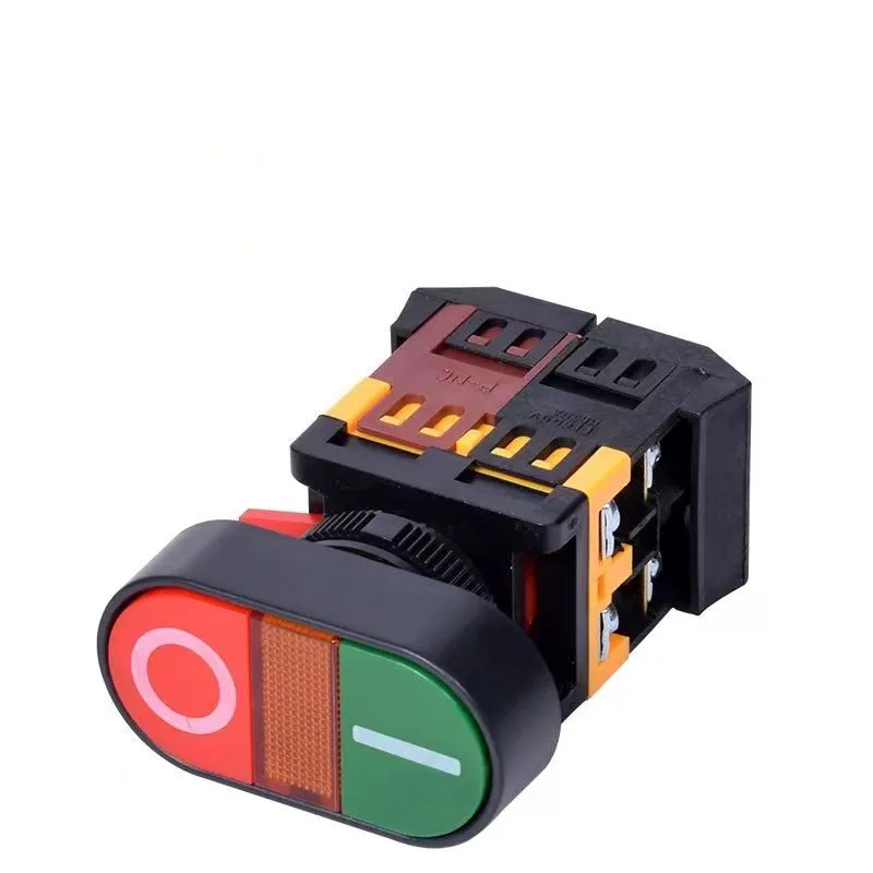 Double Push 22/30mm Double Button Two-position Reset Button Switch With Led  Egg Push 24/220/380v Ac On/off Start Stop 1 No 1nc - Switches - AliExpress