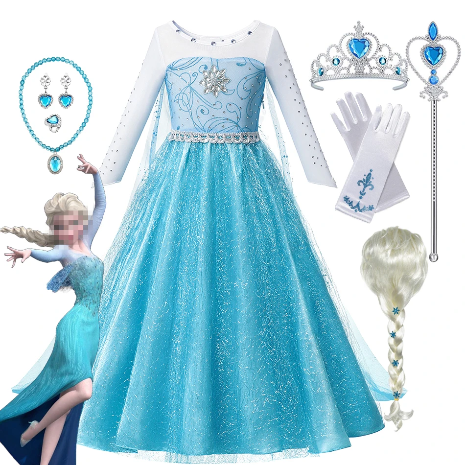 Fantasia Snow Queen Frozen Elsa Anna Costume Girls Princess Dress girls dress princess costume Toddler Kids Halloween Cosplay Party For 3-10 Years