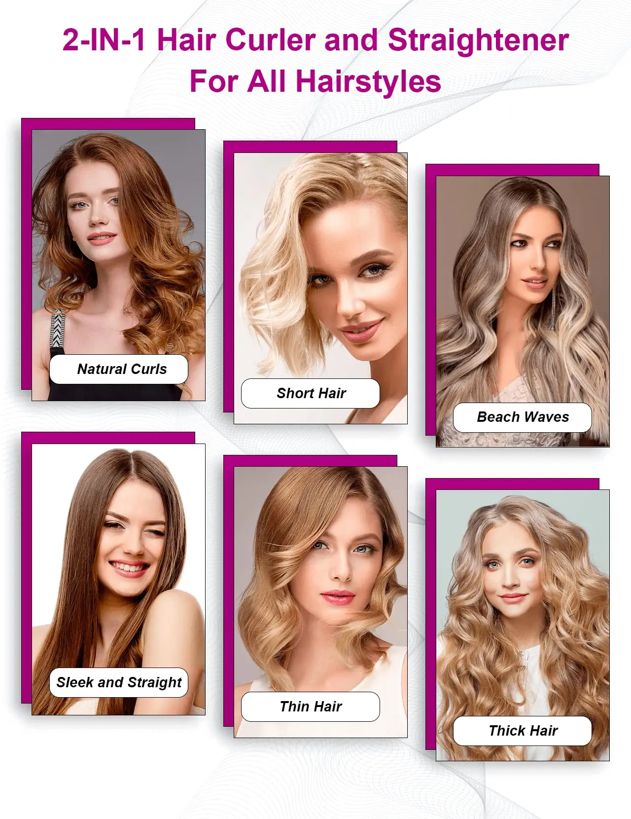 Landot Straightening Curling Iron Combo for Curl Wave Straighten Women Hair-1 Inch Dual Voltage HS168 landot
