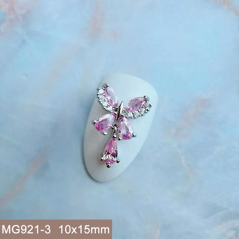 10 stücke Luxus Spitze Schmetterling Anhänger Zirkon Kristalle Metall Nägel Schmuck Dekorationen Nail Art Zubehör Charms Teile Lieferungen – Detail 32