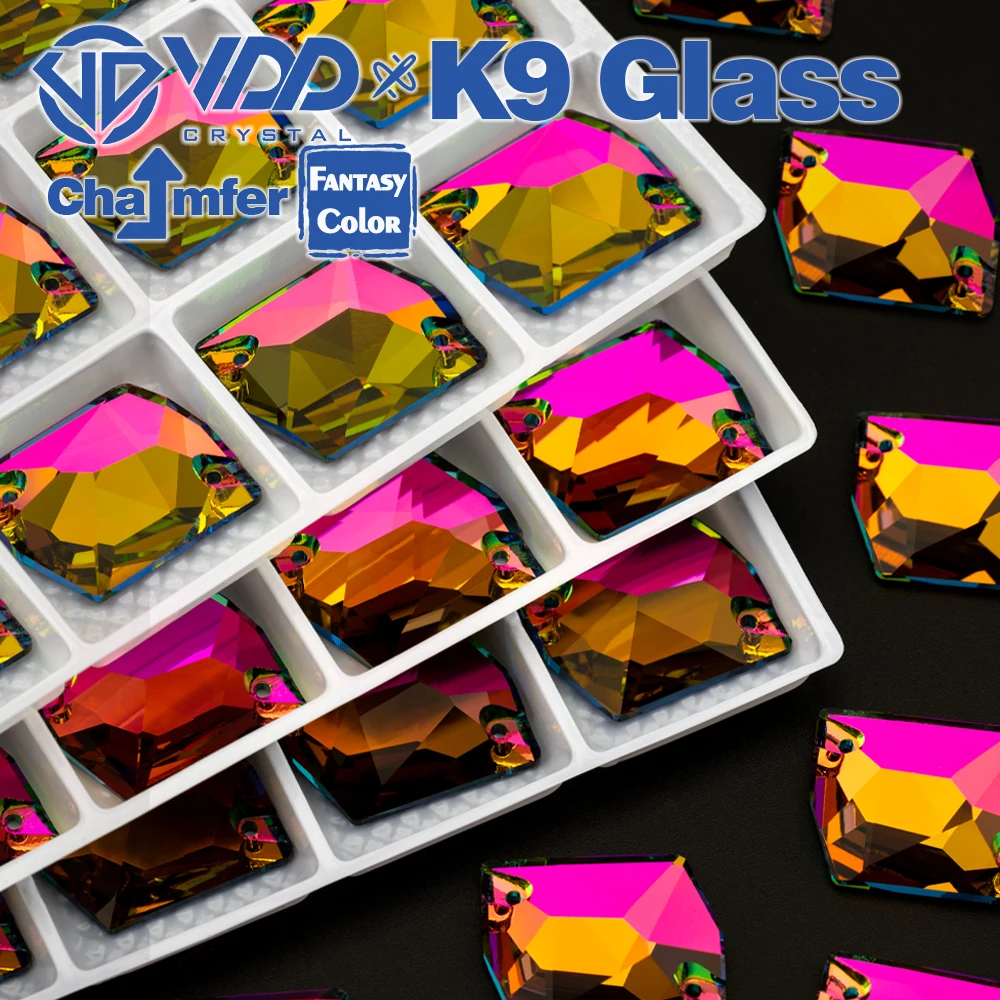 VDD S275 Vitrail Mittelgroße, hochwertige K9-Glas-Nähsteine, flache Rückseite, zum Aufnähen, für Kleidung und Accessoires – Detail 8
