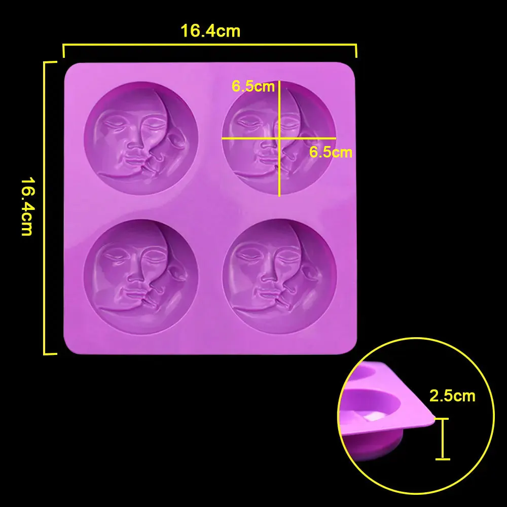 3D Moon Sun Double Face Silicone Handmade Soap Molds DIY Gypsum Candle Mold Cake Molds Resin Crafts Making Tools For Fun