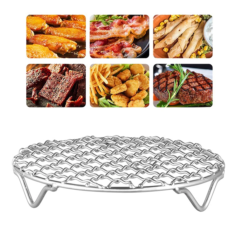 Round Air Fryer Rack With Legs Stackable Grid Grilling Rack Stainless Steel Anti-corrosion For Home Kitchen Oven Steamer Cooker steamer rack air fryer rack