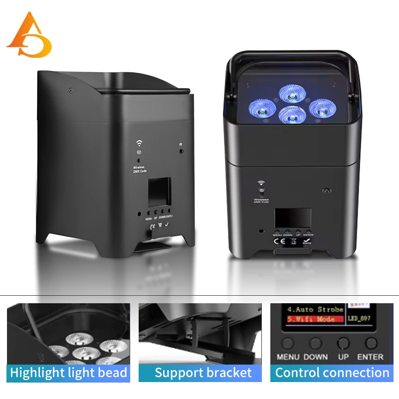 Mytueetp Lot De 6 Projecteurs LED Par Rechargeables 6 X 18 W RGBWA+UV à Piles 9600 MAh Avec Télécommande/application/contrôle DMX512 Pour Mariage DJ Noël