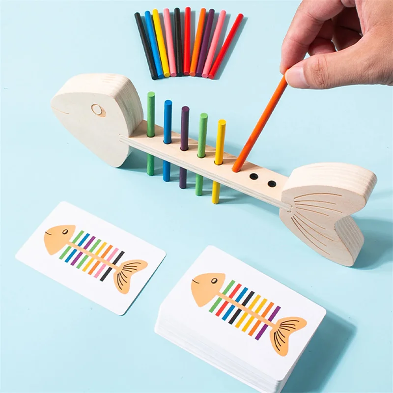 Montessori Color Matching Sensory Toys Wooden Balance Stick Fine Training Game Puzzle Toy For Boys Girls Birthday Christmas Gift 4