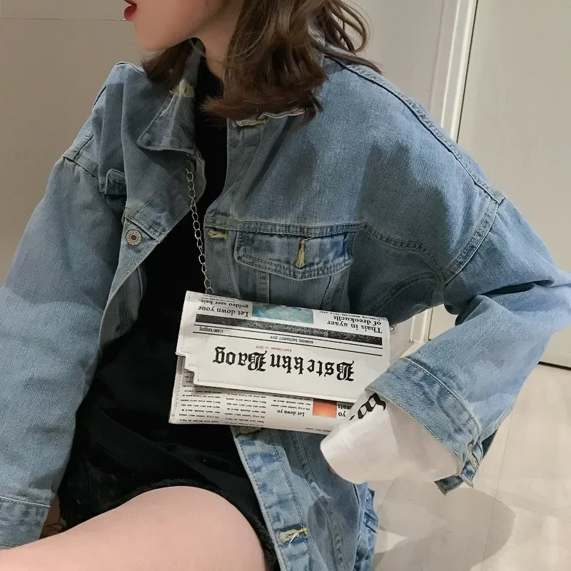 Luxury Designer Women Shoulder Bag Personality Fashion Ladies All-match Messenger Bag Newspaper Modeling Small Square Bag