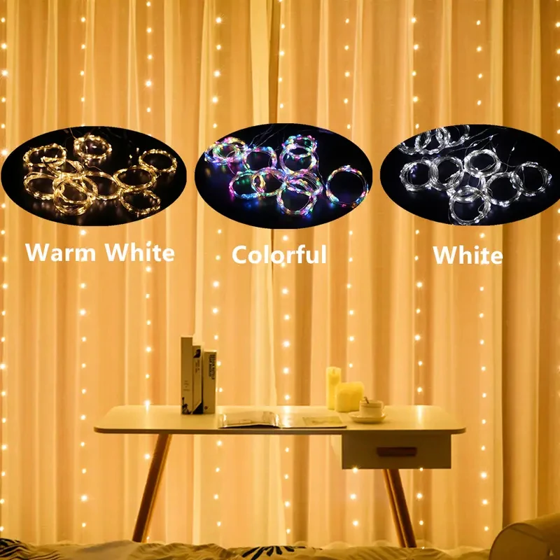 Description Picture 5 of itemHome Wedding Decoration Christmas Garland 6M USB Curtain String Lights 8 Mode LED Fairy Light Party Holiday Light 2025 New Year