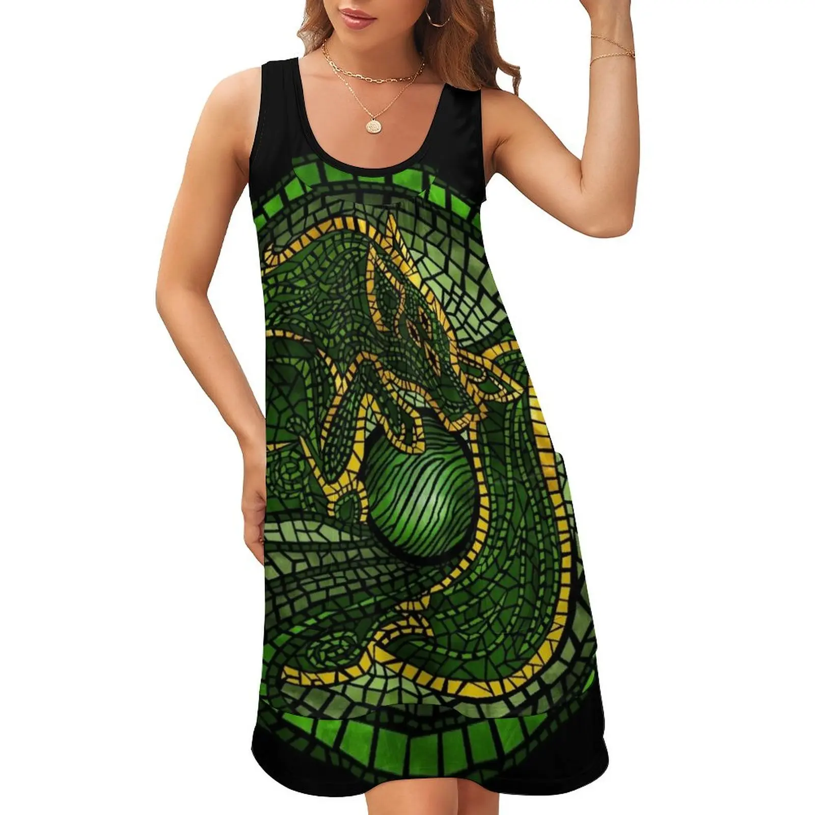 

By the Dread Wolf's Design Sleeveless U-Neck Fake Two Piece Dress evening dresses ladies Woman's evening dress