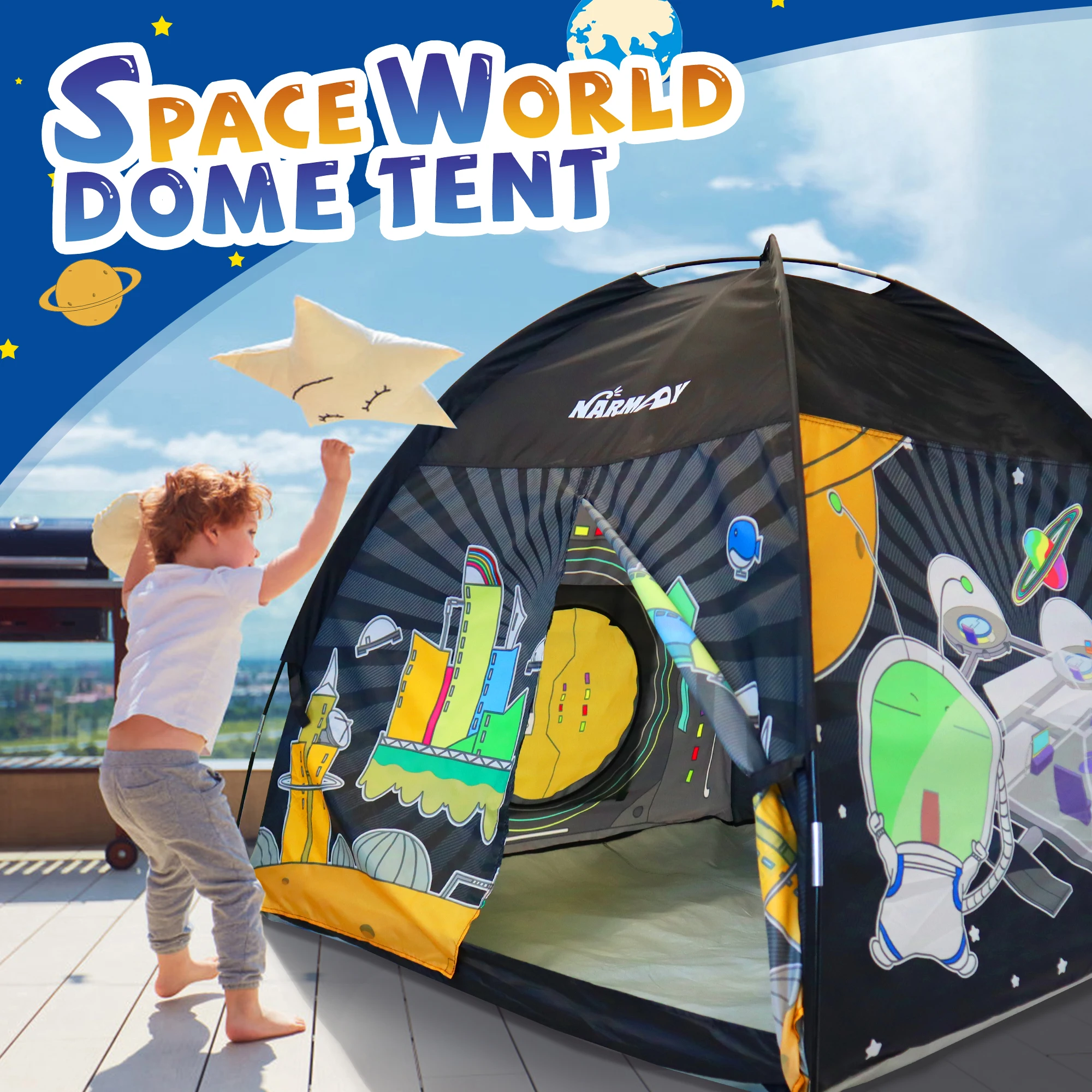 Toy Tent Children Toy Tent Play Tent Space World Dome Tent for Kids Indoor / Outdoor Fun-122 x 122 x 102 cm