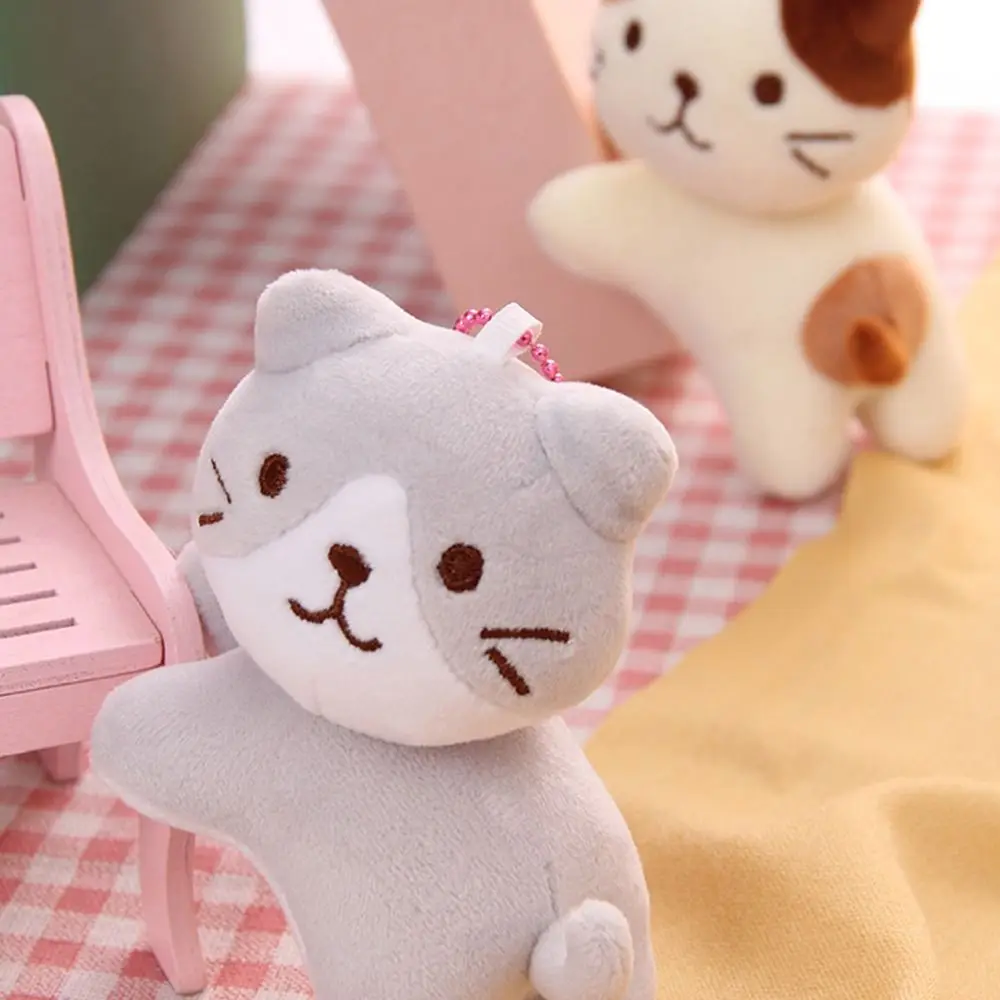 Key Buckle Cute Cat Plush Pendant Korean Style Plush Crooked Head Kitten Keychain Cartoon Backpack Charms Cartoon Doll Pendant
