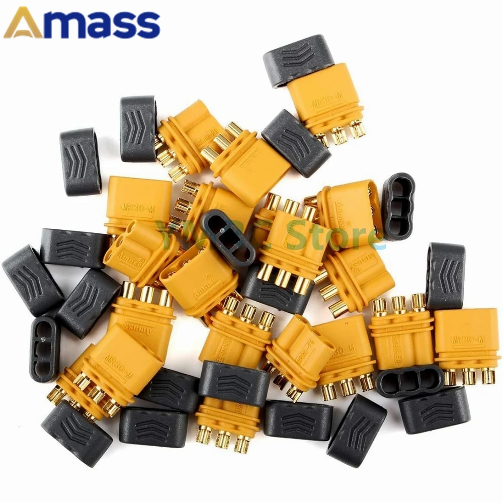 50 Paia Amass Mr30 Plug Xt30 Versione A Tre Core Con Guaina Connettore Placcato Oro Da 2Mm Per Motore Batteria Rc Lipo Esc