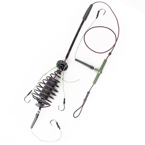 FISH KING 30-80g Haken aus hochkohlenstoffhaltigem Stahl mit Widerhaken, Metallfutterkorb, Karpfenköder, Käfig, Schnur, Gruppe, sinkender Kunstköder_voghion.com