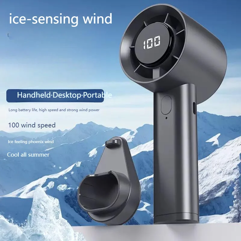 Mini ventilador portátil portátil com display LED Refrigeração semicondutora 100 velocidades USB Bateria recarregável Ventilador externo