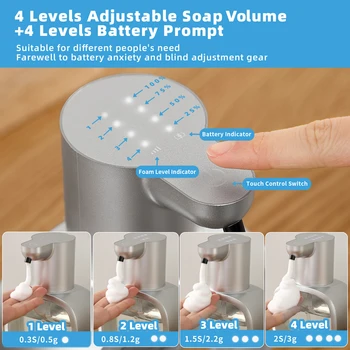 Alternative view of New Wall Mounted Automatic Soap Dispenser Foam Smart Hand Washing Machine 500ml Liquid Rechargeable Bathroom Induction Sensor