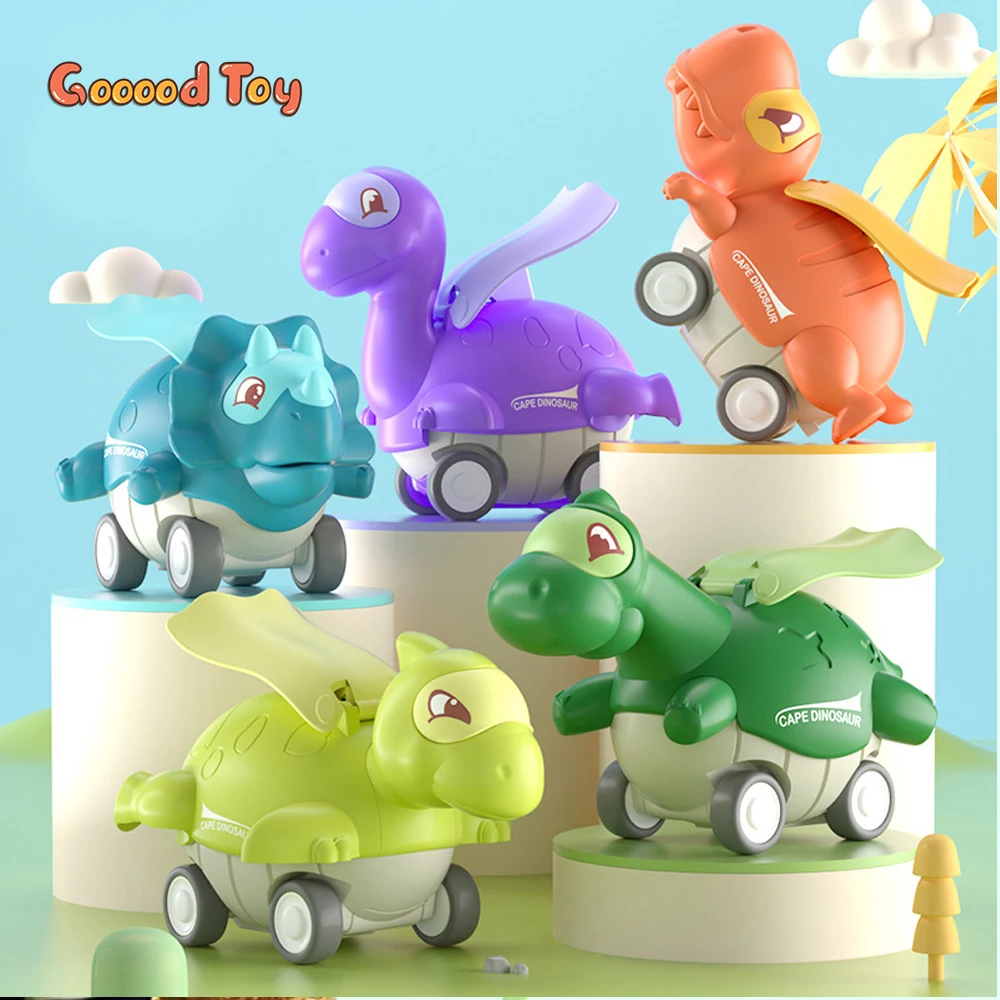 Children Toys Dinosaur Car Animal Plastic Model Pressing Sliding Cape Dinosaur Car Hobbies Toy for Boys Girls Baby Games Gift 10pcs cartoon animal foam airplanes soft dinosaur hand throw model assembly kit flying glider plane kids toys game