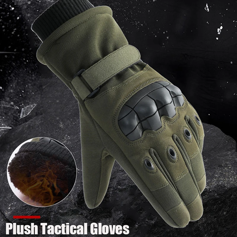 

Зимние теплые тактические перчатки с пальцами, Военные боевые теплые перчатки для сенсорных экранов, защитные перчатки для катания на лыжах и охоты для мужчин