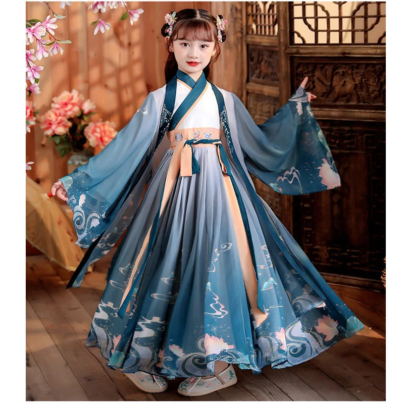 New Chinese Hanfu Dress Imitation Tang and Song Dynasty Fashion Girls' Dress