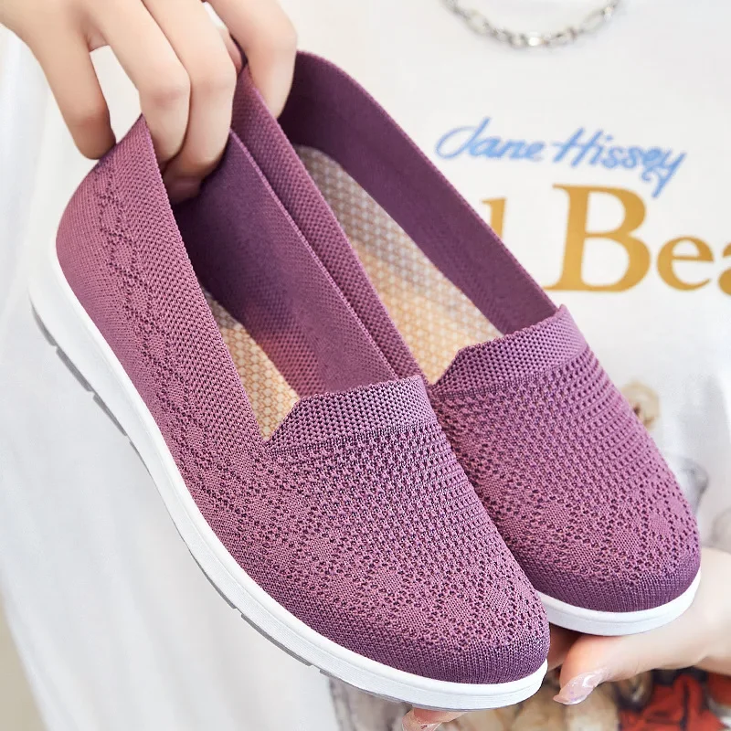 Women's Flat Bottom Breathable Soft Bottom Shoes Comfortable Casual Beijing Cloth Shoes round Toe EVA Insole PVC Outsole