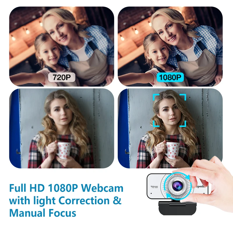 Spedal 821 Full HD 1080P Webcam Manual Focus With Microphone USB Plug For PC Computer YouTube Skype Macos Windows Xbox