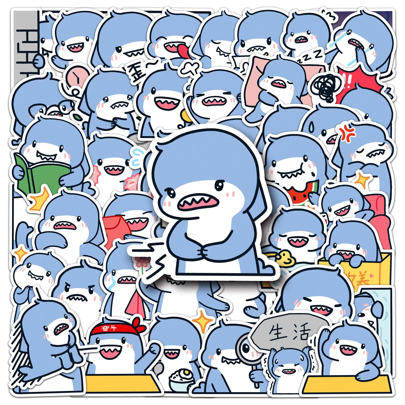 

10/30/50PCS Cute Fat Shark Stickers Cartoon Graffiti Decoration Toy Decals DIY Laptop Fridge Notebook Phone Kawaii Sticker Gift