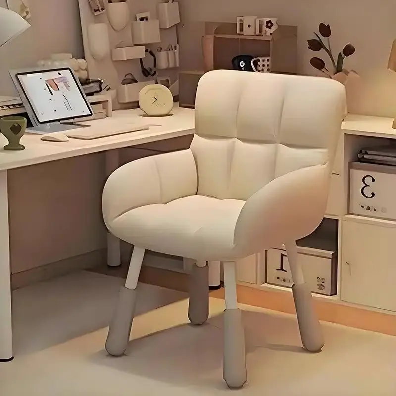 Velvet Fabric Comfy Office Chair Multi-purpose Lifting Backrest Chair for Living Room Bedroom Dorm Makeup