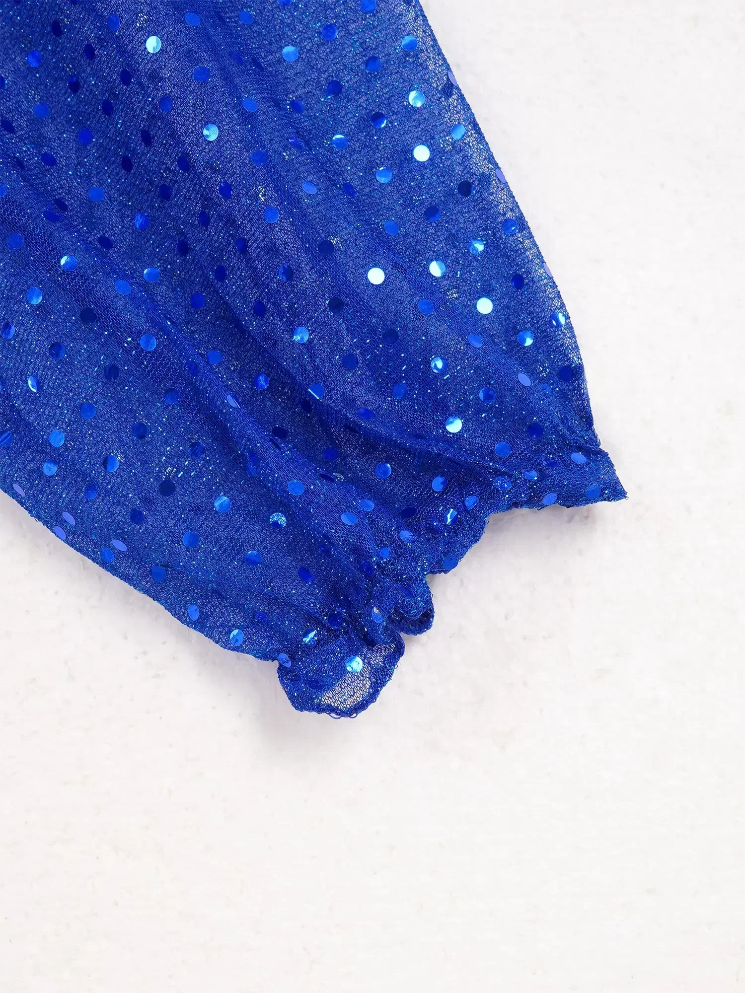 Crop Top Con Paillettes Per Danza Del Ventre - Manica Lunga, Chiffon, Orlo Irregolare - Foto 7