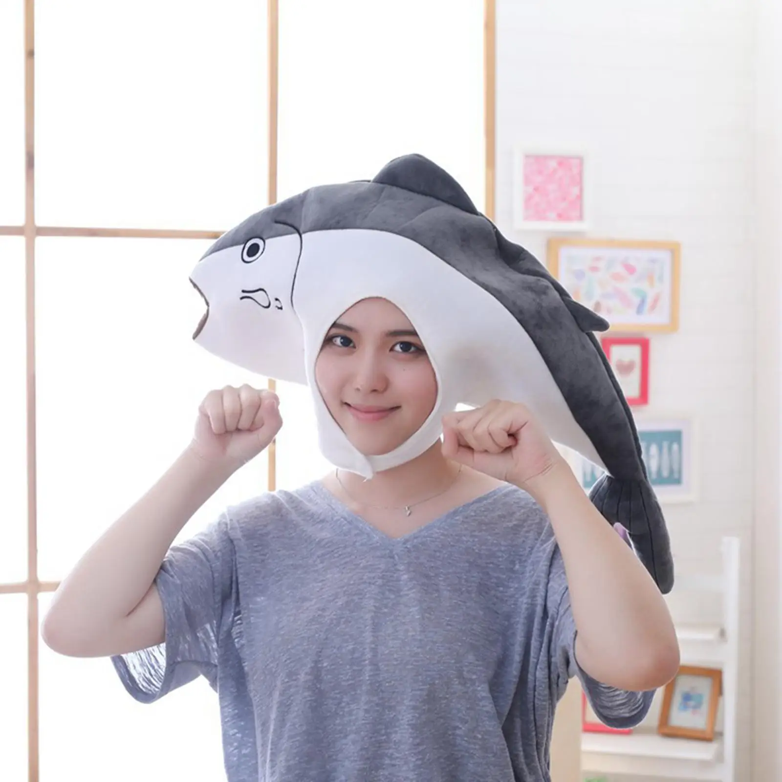 Cute Plush Fish Hat Animal Cosplay Headwear Party Supplies Decorations