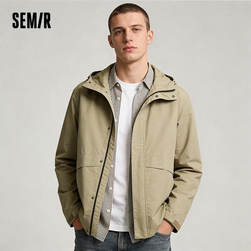 Kurtka męska Semir Retro 2026 Wiosna Denim Lekka Vintage Luźna Z Kapturem Casual Wygodna Modna Stylowa
