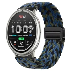 Enhanced Nylon Magnetic Braided Comfortable Wristband, 20mm & 22mm for Width 22mm (Camouflage blue)